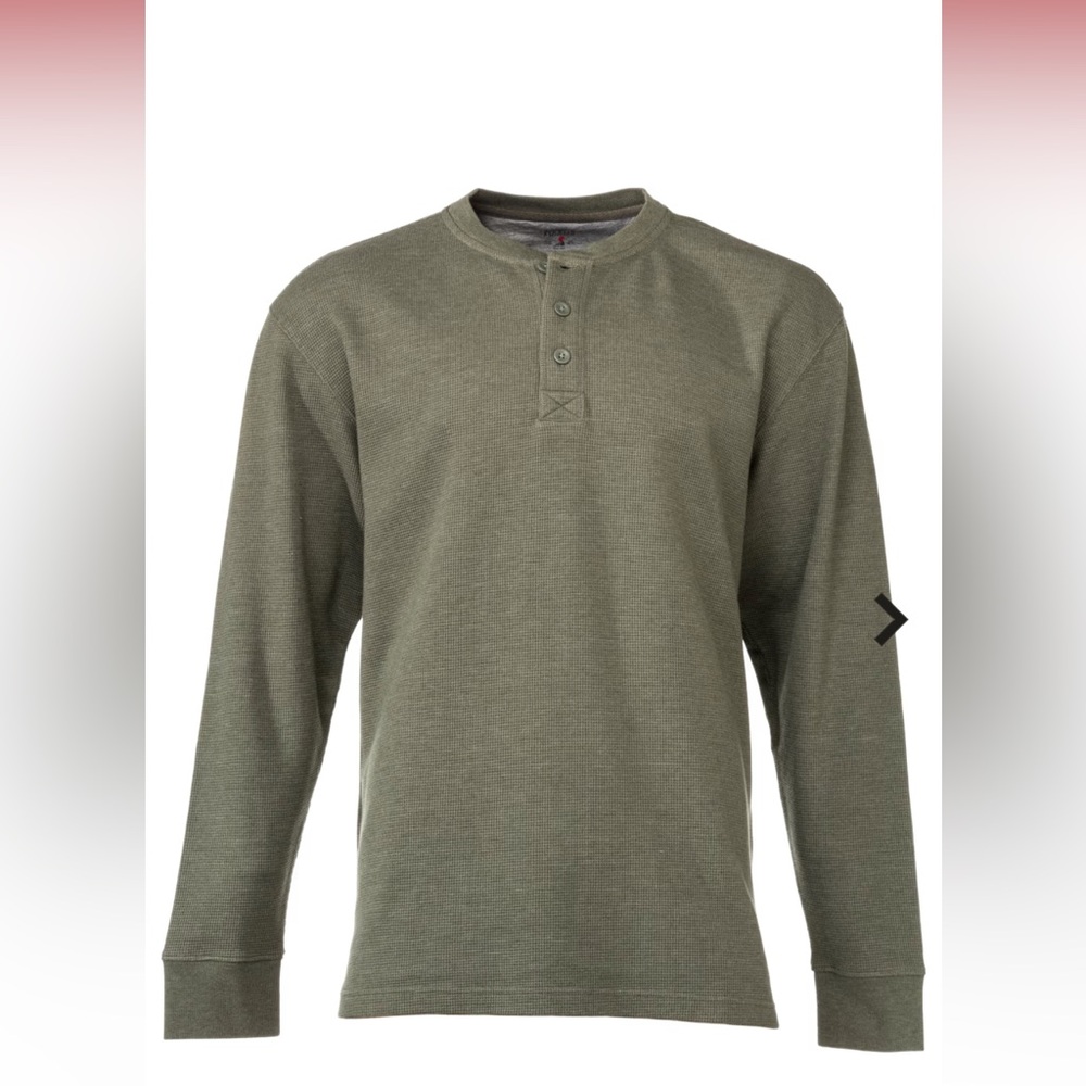 Redhead long sleeve green waffle knit l/s tee Large, poly cotton blend